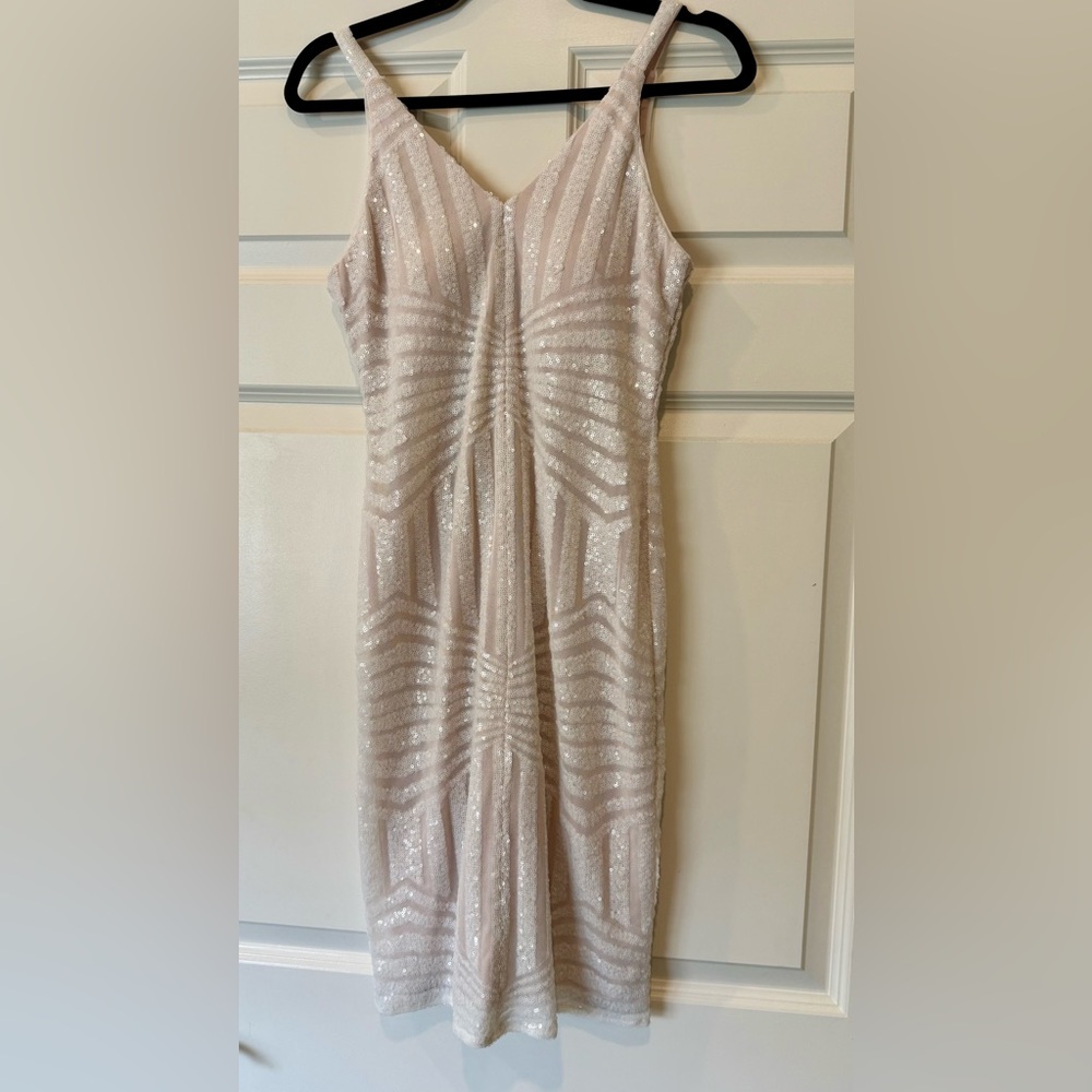 Night Way Collections Shimmering Cream Midi Dress